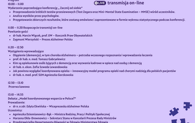 Zdjęcie do Zaproszenie na konferencję "Potrzeby os&oacute;b żyjących z demencją. Wyzwania i nadzieje" - 19 września 2025 