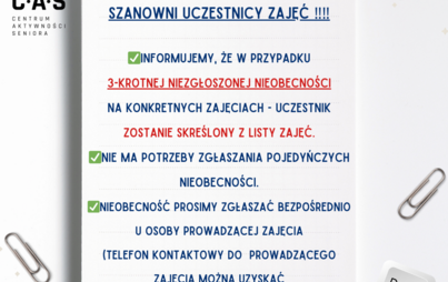 Zdjęcie do Informacja w sprawie nieobecności na zajęciach