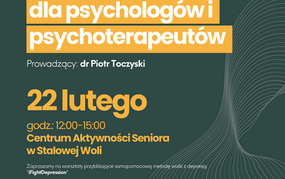 Zdjęcie do Tour de'presja - warsztaty dla psycholog&oacute;w i psychoterapeut&oacute;w 22.02.2024