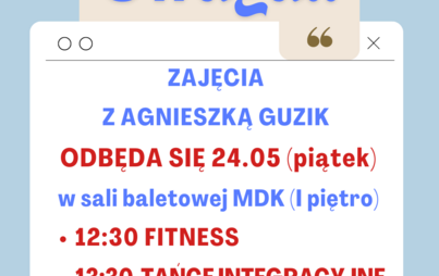 Zdjęcie do Zajęcia Fitness i tańce integracyjne z Agnieszką Guzik 24.05.204