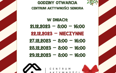 Zdjęcie do Godziny otwarcia CAS -grudzień