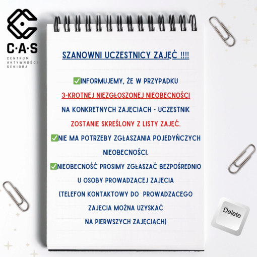 Informacja w sprawie nieobecności na zajęciach